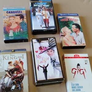 6 VHS vintage video tapes Gigi King & I Music Man My Fair Lady South Pacific